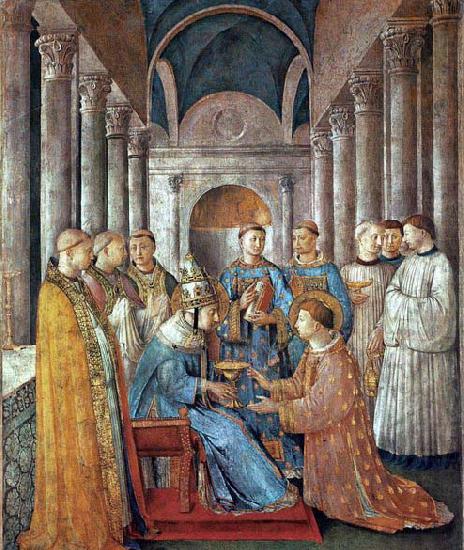 St Sixtus Ordains St Lawrence, Fra Angelico